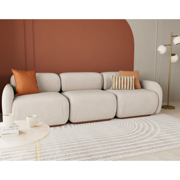 Penelope - canapé droit modulable 3 places en velours texturé - Beige