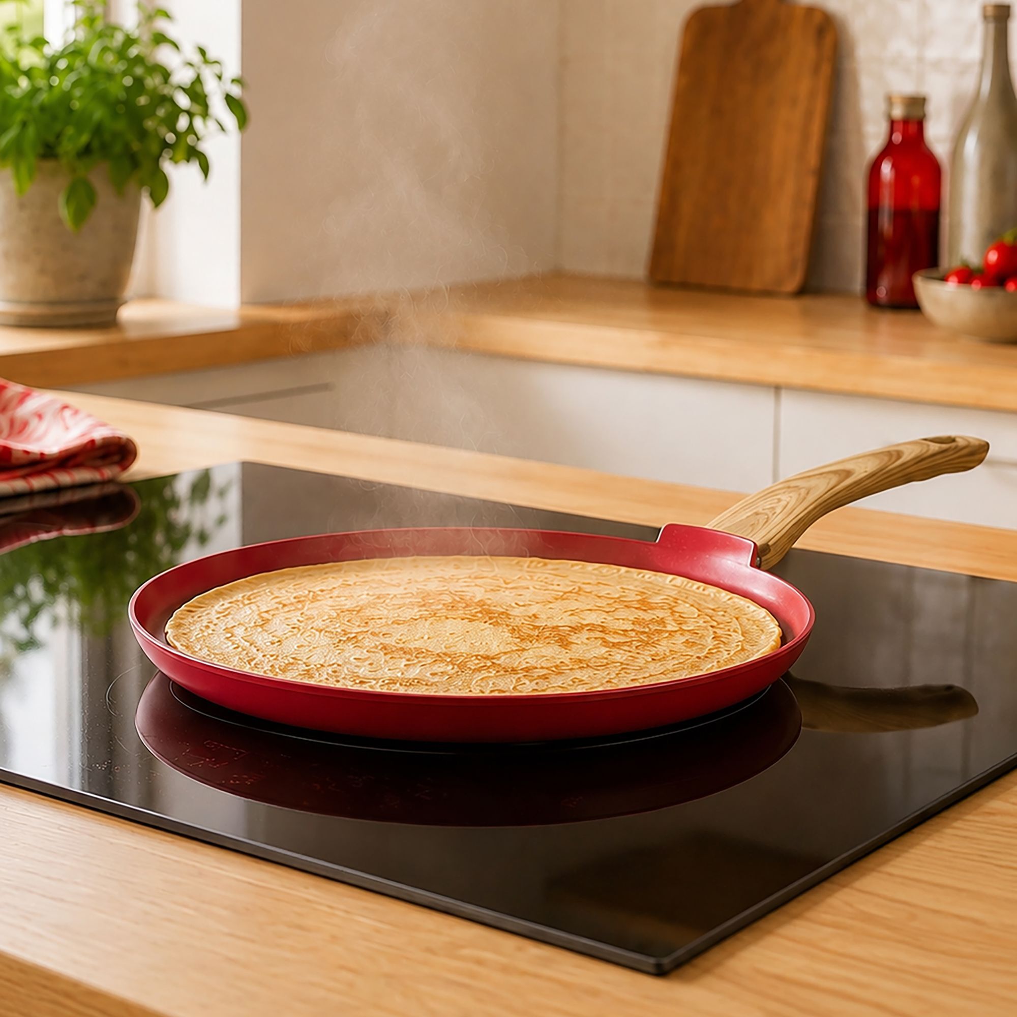 Crêpière 26cm avec revêtement céramique rouge - tous feux COLORAMA