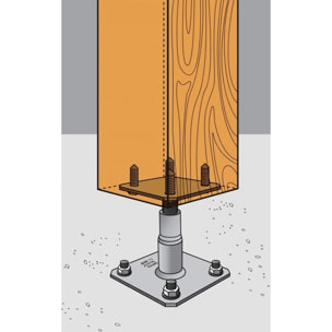 Pied de poteau réglable 'prêt-à-fixer' - SIMPSON - kit complet avec fixations - KIT FIX APB100
