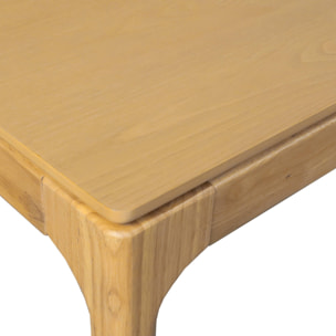 Table à manger rectangulaire extensible bois d'hévéa et placage frêne naturel 6-8 places - 160/210 x 90 x 76 cm - Elena