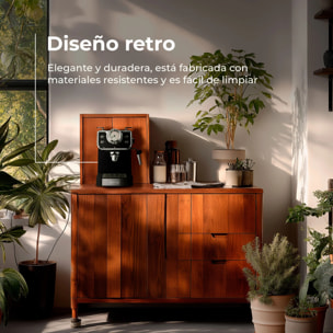 EVVO Cafetera Express Intensa Retro. 15 bares. cuerpo de acero. Espressos y Capuccinos. 950W. Doble salida. Portafiltros. Depósito de 1.5 l. calentamiento rápido