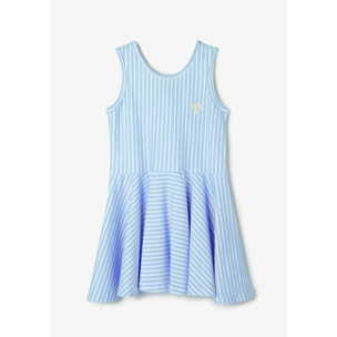 Vestido skater de rayas azuladas con logo para niña
