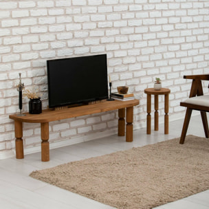 Mobile porta TV Dgrimald, Credenza da soggiorno, Armadio basso per TV, Base parete attrezzata, 140x35h40 cm, Quercia