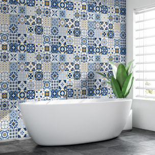 Stickers muraux - Sticker Mural Carrelage adhésif Cuisine Salle de Bain - 60 STICKERS CARRELAGES AZULEJOS GALLIA