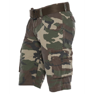 BERMUDA ARMY MULTIPOCKET CON CINTURA SCHOTT CAMO KHAKI