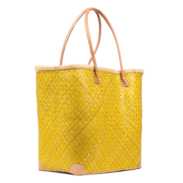 Arda bolso de hombro mujer. Fabricado en paja con asas de cuero.