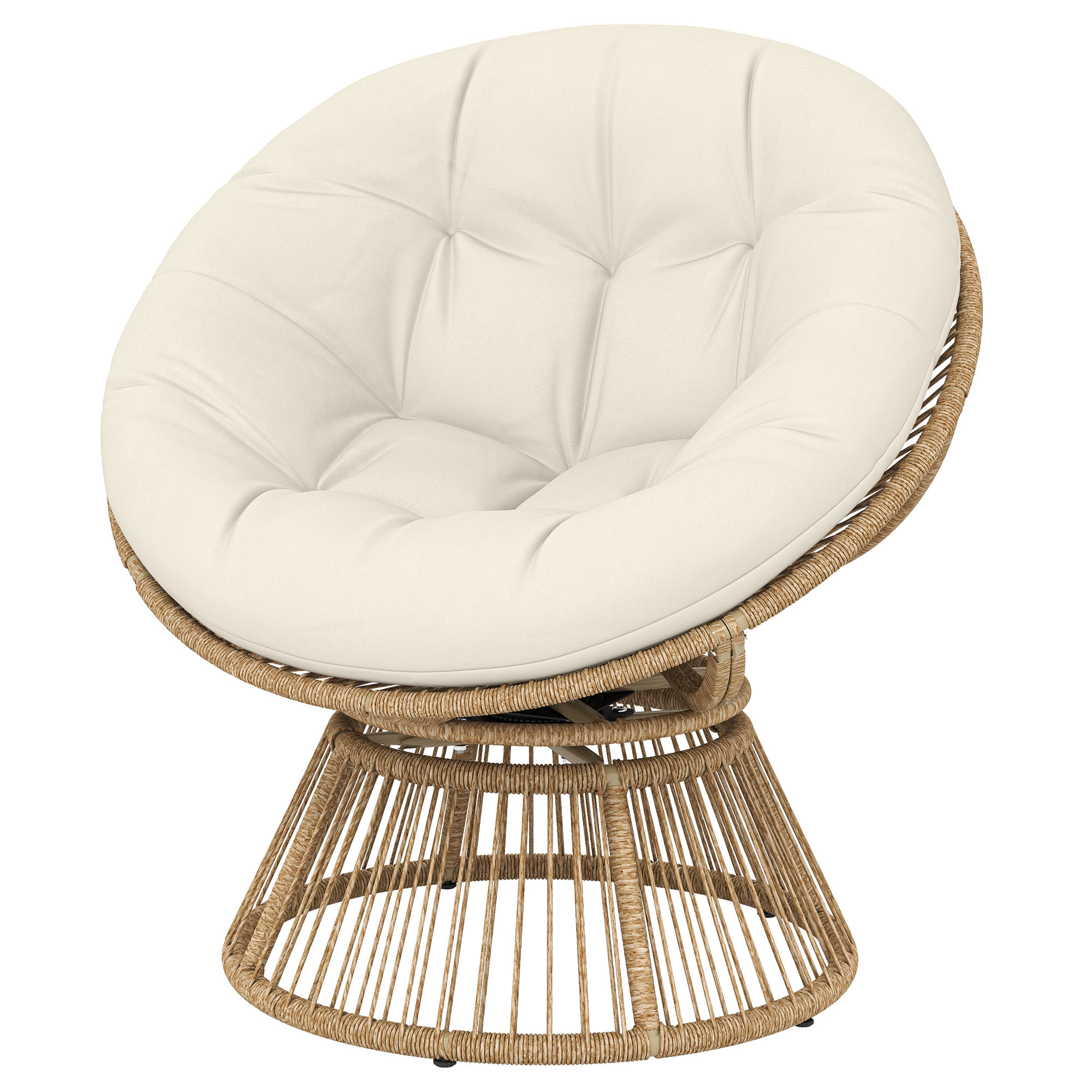 Fauteuil papasan pivotant 360° coussin moelleux polyrotin naturel