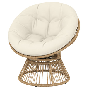Fauteuil papasan pivotant 360° coussin moelleux polyrotin naturel