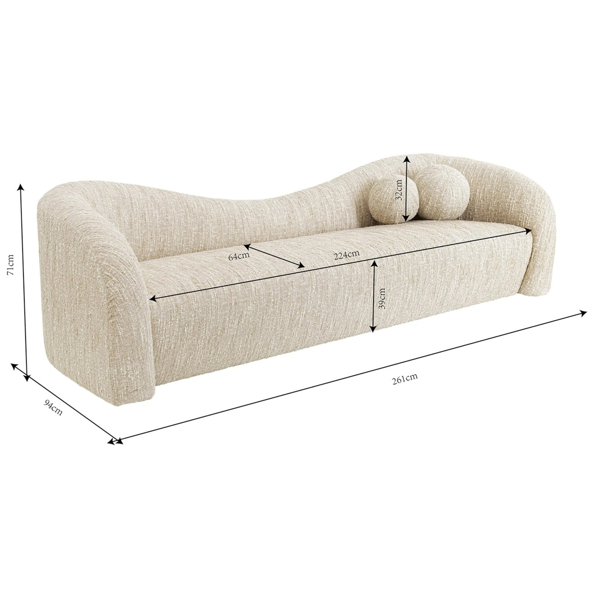 Canapé Livia Melange 3 places crème Kare Design