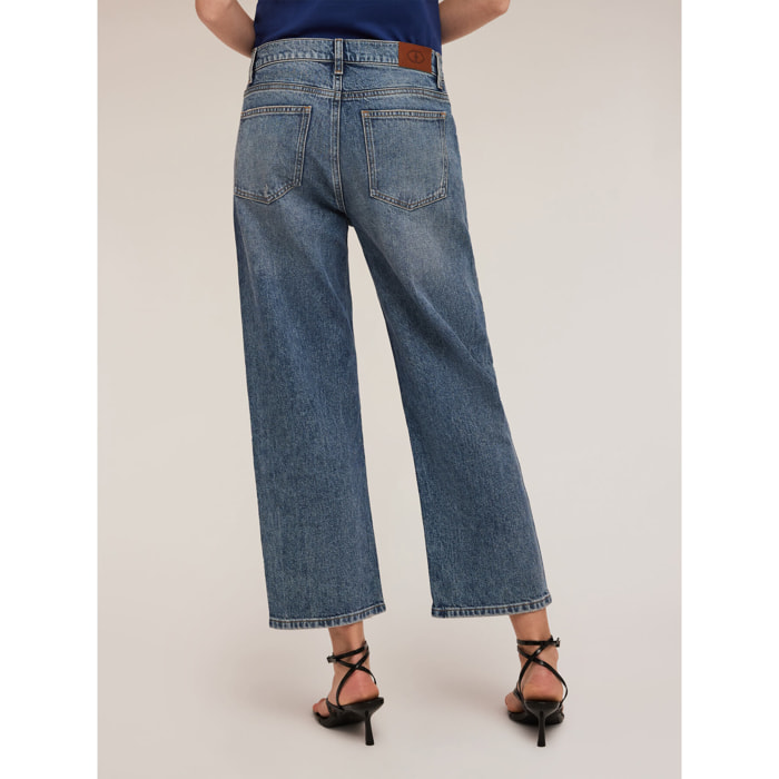 Motivi - Vaqueros wide leg con pedrería - Azul