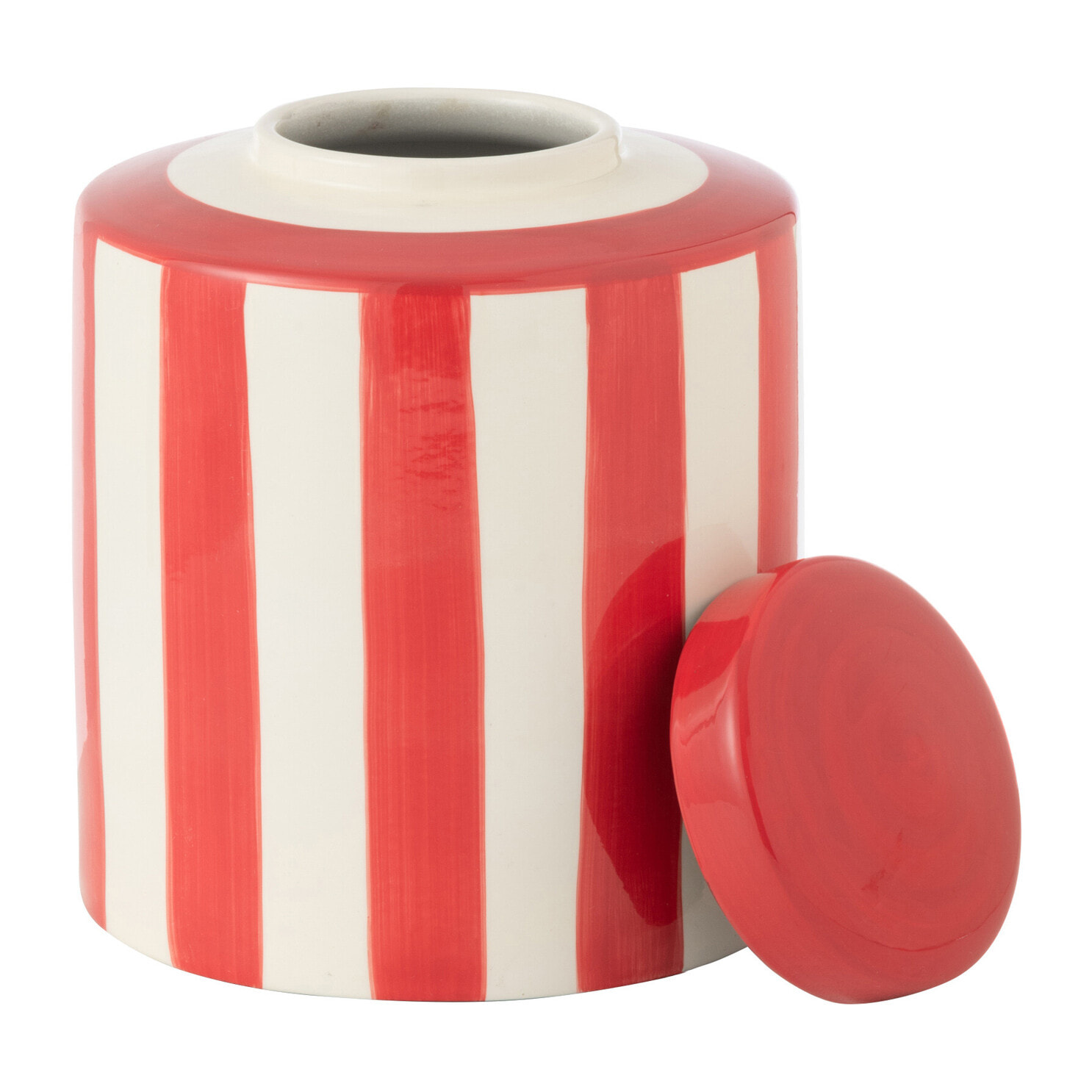 J-Line urne Listra lignes  - porcelaine - rouge/blanc