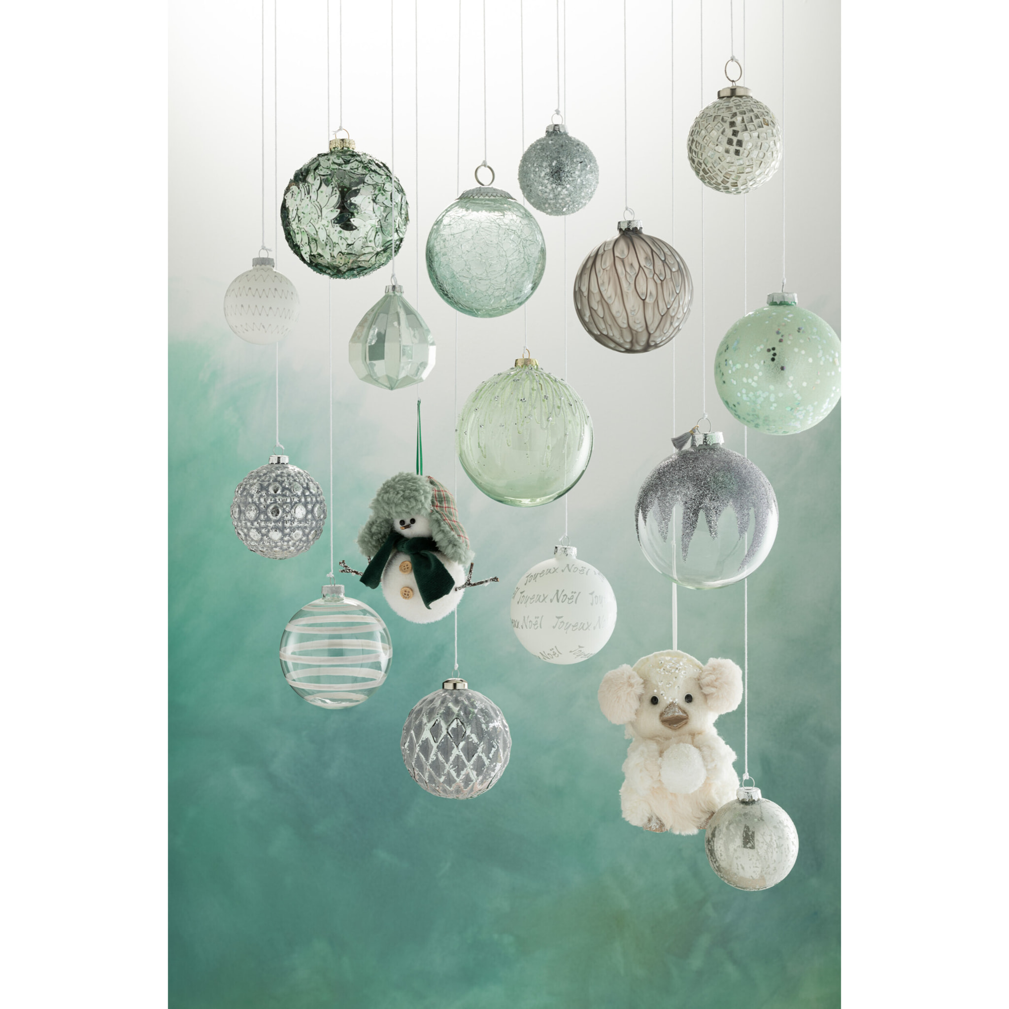 J-Line Boite De 4 Boules De Noel Zigzag Transparente/Opaque Blanc/Bleu Large Assortiment De 2