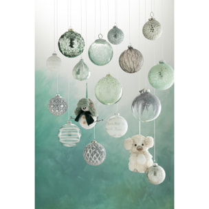 J-Line Boite De 4 Boules De Noel Zigzag Transparente/Opaque Blanc/Bleu Large Assortiment De 2