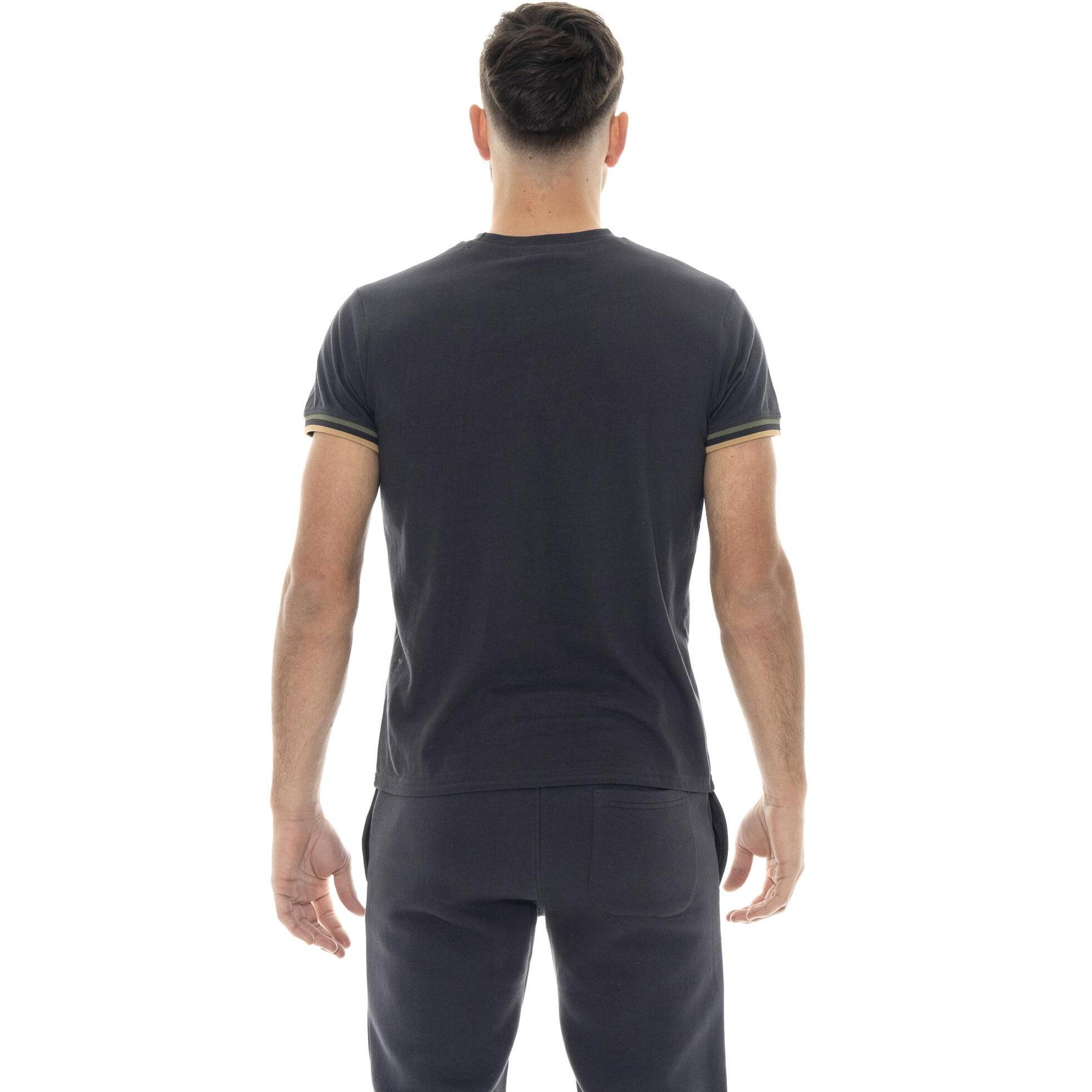 T-shirt uomo a manica corta, costina fonda manica, Leone 1947 Color Block
