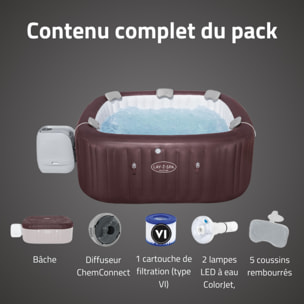 Bestway Spa gonflable carré Lay-Z-Spa Maldives Smart Luxe HydroJet Pro avec WiFi 5-7 personnes