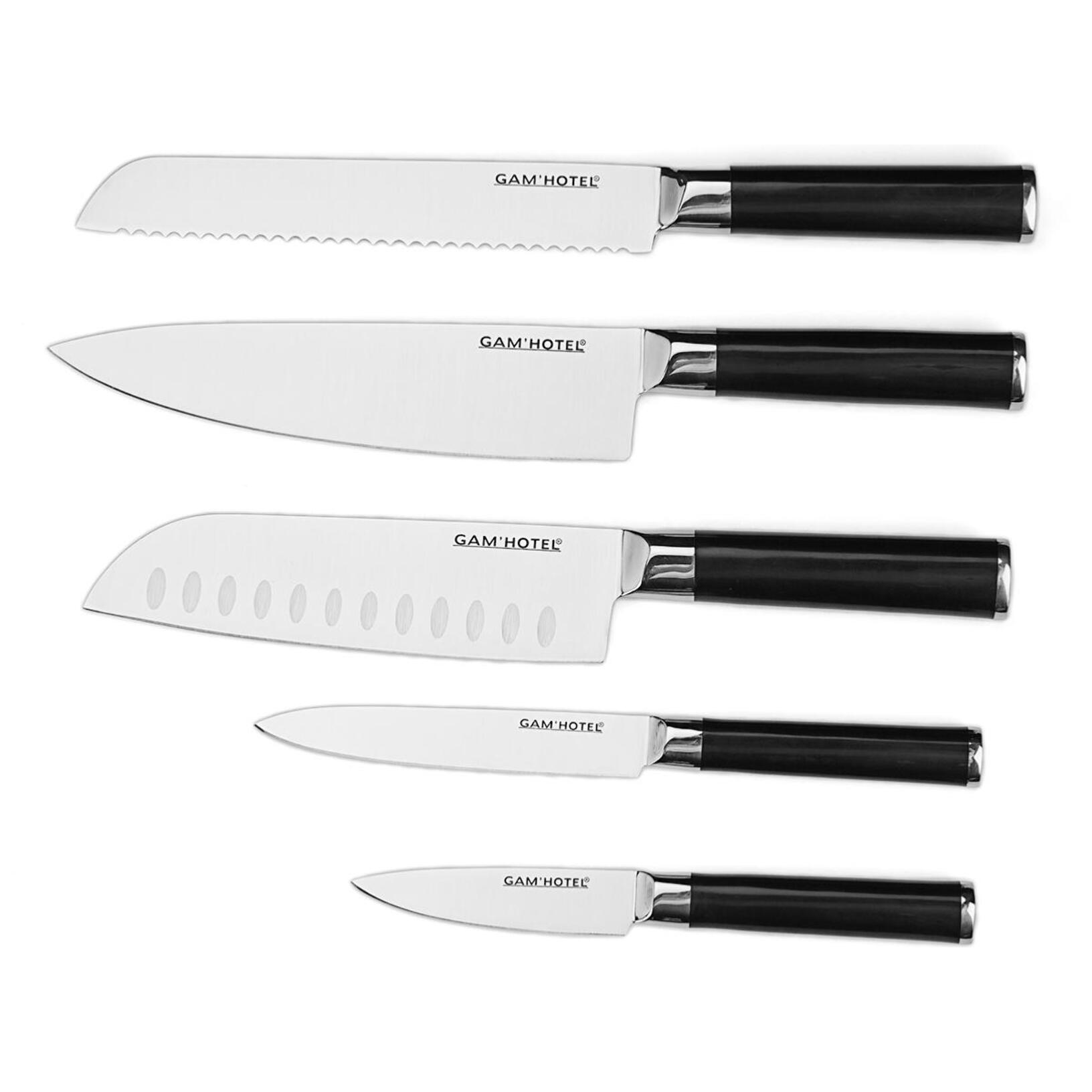 Bloc 5 couteaux - "Steel"