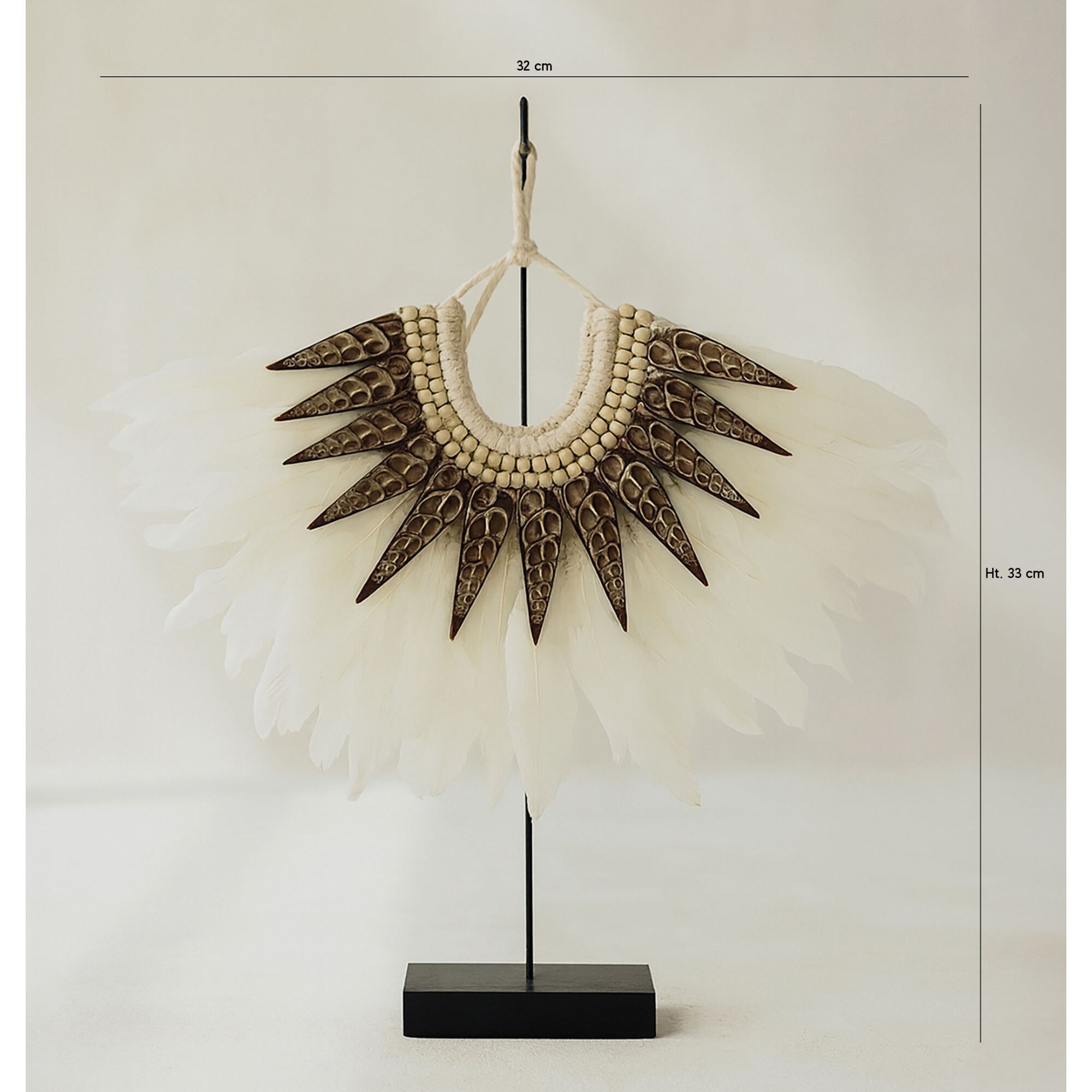 Collier en plumes blanches et coquillages PAPUA