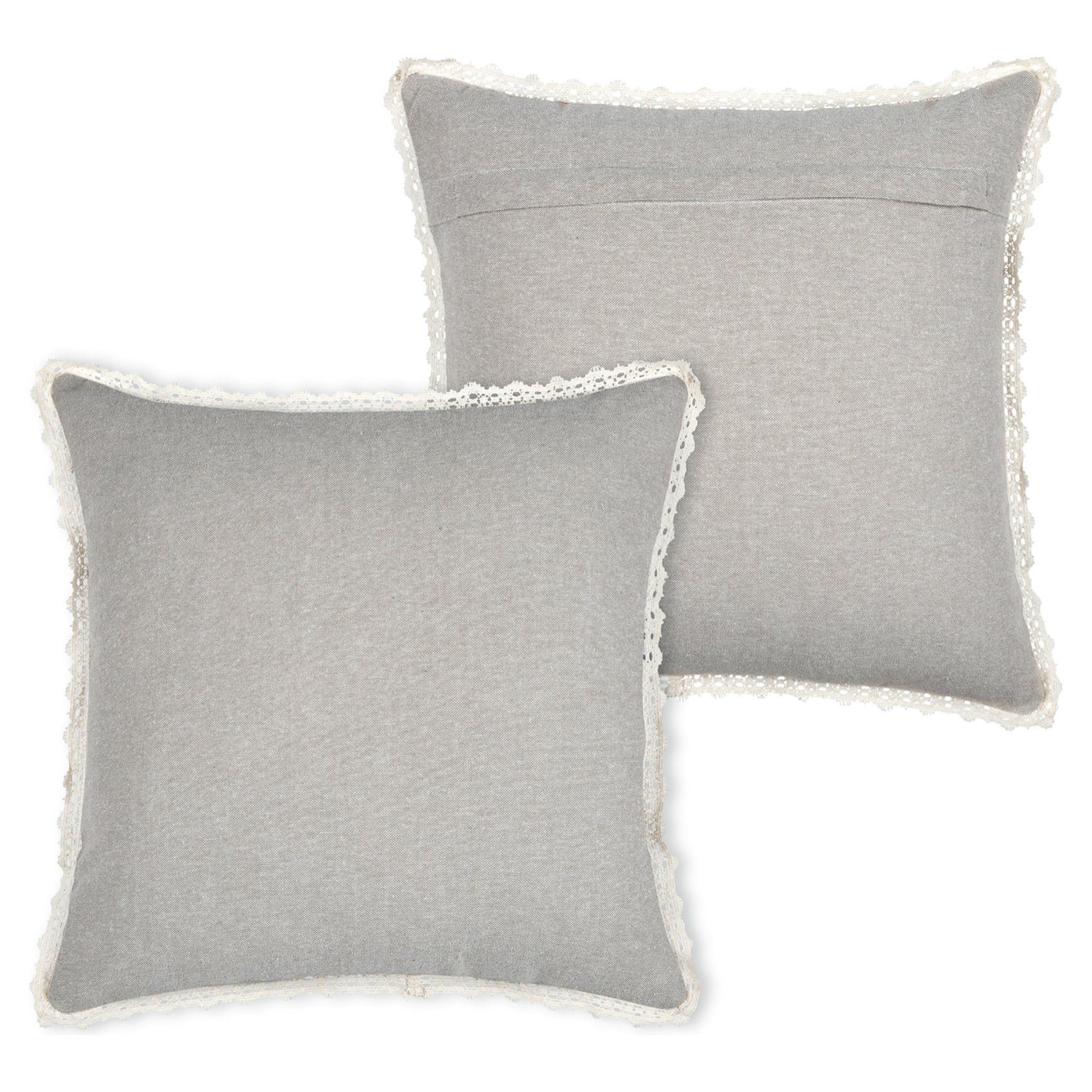 Coussin décoratif 100% coton finition dentelle - Ficelle