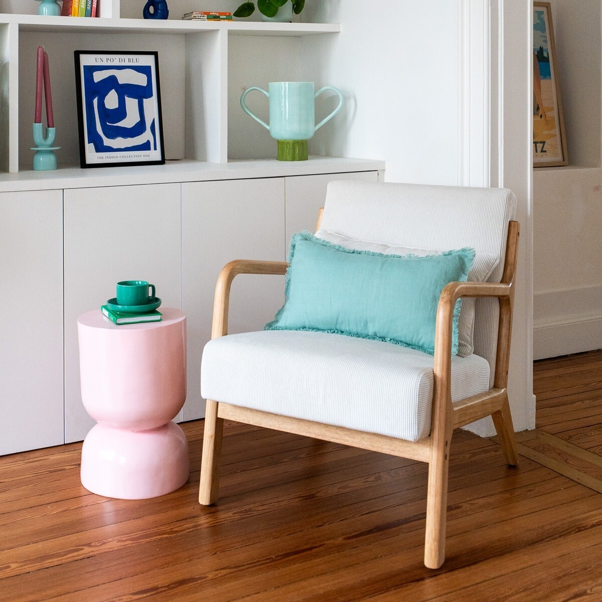 Fauteuil en bois et velours côtelé - LANNA