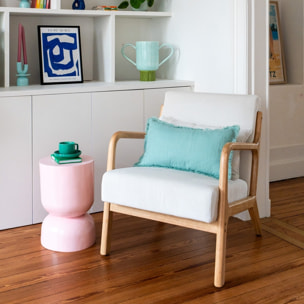 Fauteuil en bois et velours côtelé - LANNA