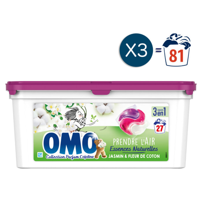 81 lavages - Capsules OMO Lessive Jasmin & Fleur de coton (Lot de 3x27)