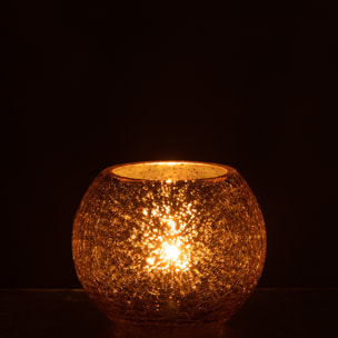 J-Line Photophore Boule Craquele Verre Effet Nacre Or Small