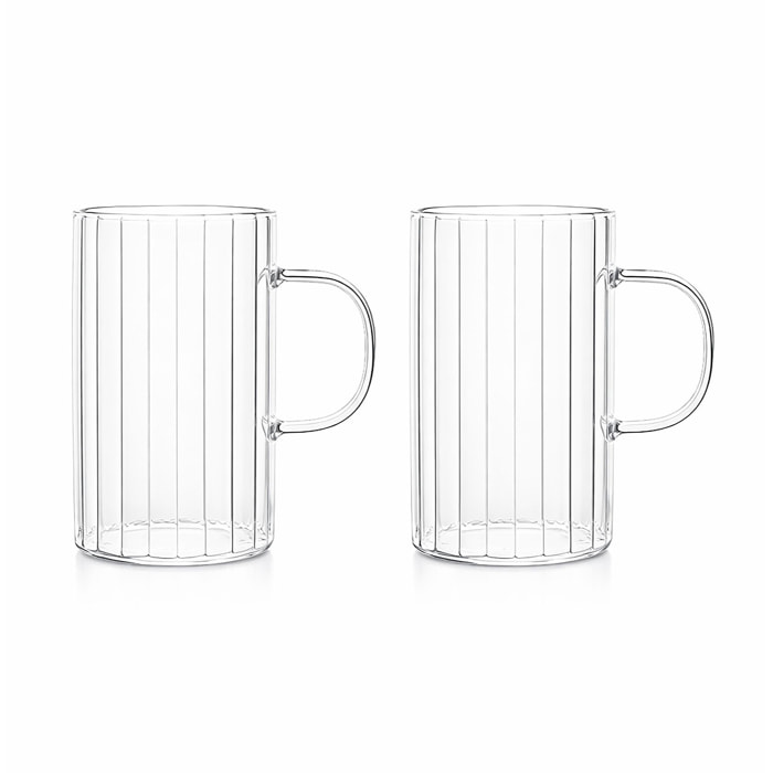 Lot de 2 tasses 35cl en verre borosilicate transparente avec anse LEIA