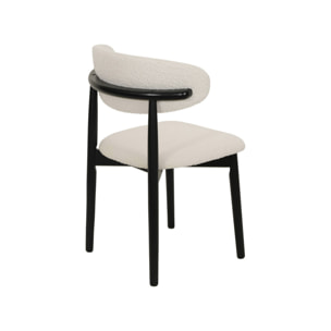 Chaise bois d'hévéa et tissu bouclette (lot de 2)  PAOLA