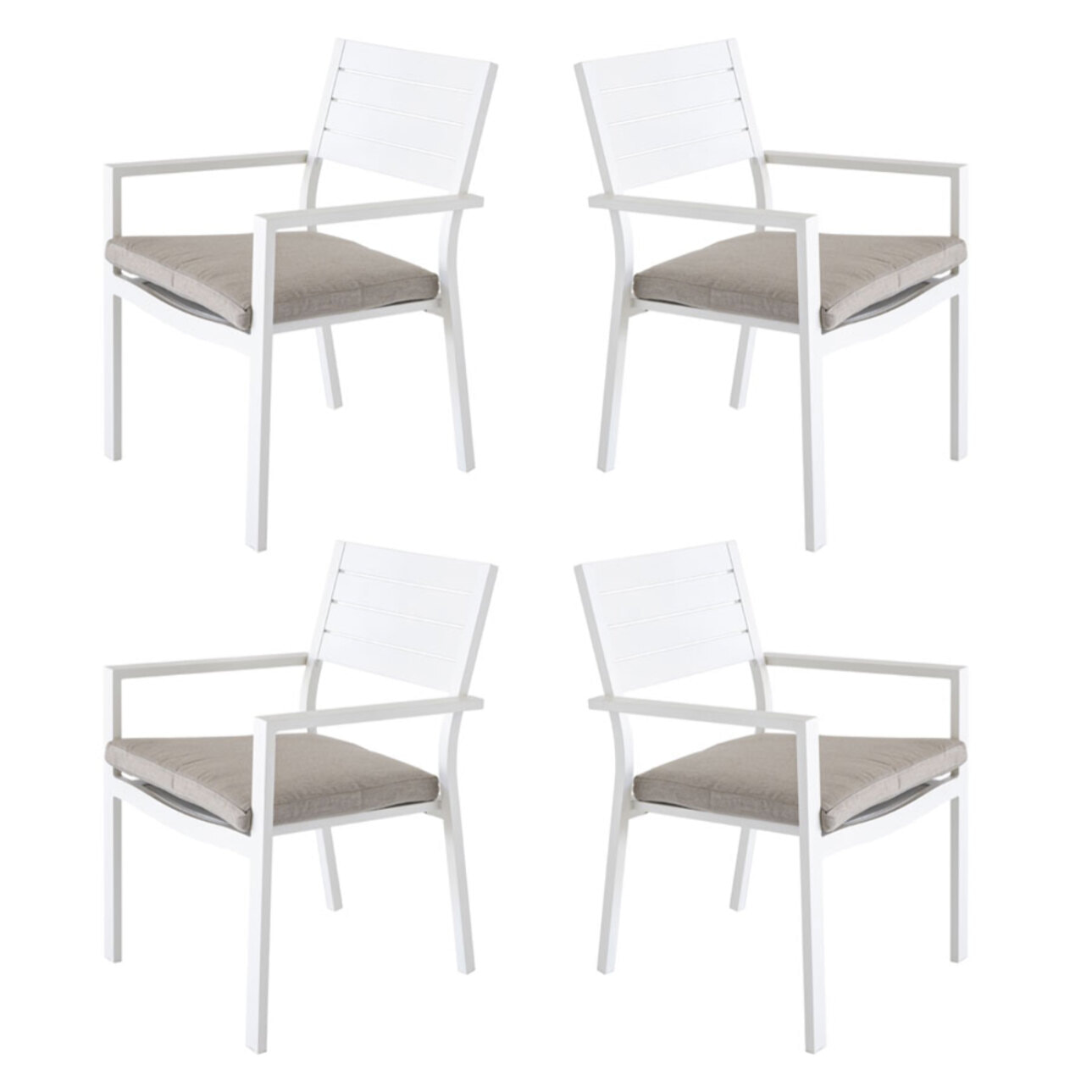 Chicca: Set di 4 Sedie da esterno in alluminio bianco