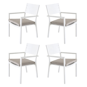 Chicca: Set di 4 Sedie da esterno in alluminio bianco