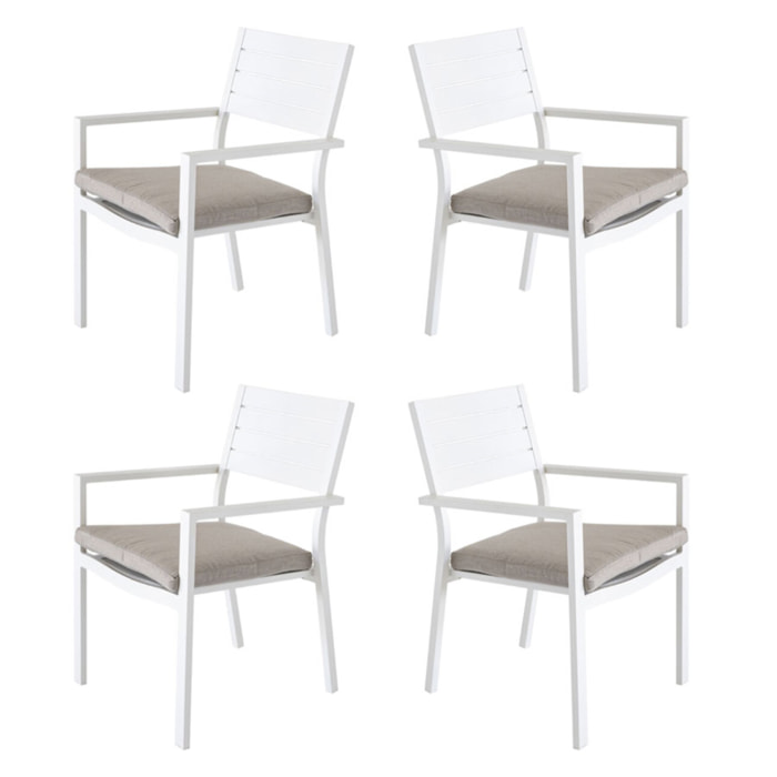Chicca: Set di 4 Sedie da esterno in alluminio bianco