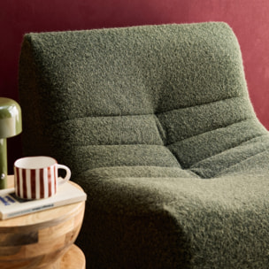 Chauffeuse tissu effet alpaca 1 place. kaki. style contemporain. L 91 x P 105 x H 72cm