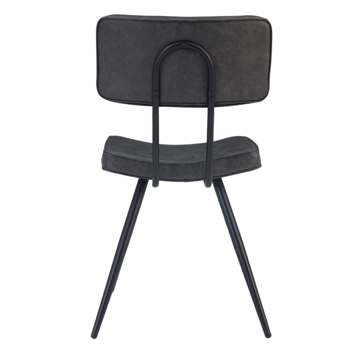 Lot de 2 chaises en cuir synthétique gris / noir - Texas