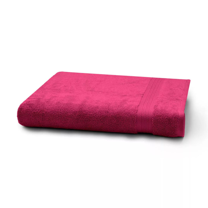 Drap de bain pur coton 550 g/m² uni rose Elea fuchsia