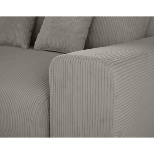 Garance - module d'assise 2 places avec accoudoir droit - en velours côtelé - Gris clair