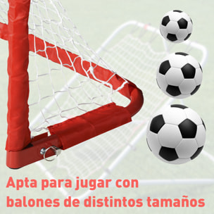 Set de 2 Porterías de Fútbol Hierro Poliéster 90x36x60cm Rojo