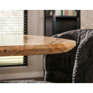 Makana - table à manger - bois massif d'acacia et métal - 6 personnes - Bois / Noir