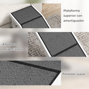 Rampa para Perros de Madera Rampa para Mascotas con Alfombra Antideslizante para Perros Pequeños Medianos y Grandes 152x40x50 cm Blanco y Gris