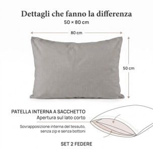 Coppia di federe in flanella 100% cotone - Grigio