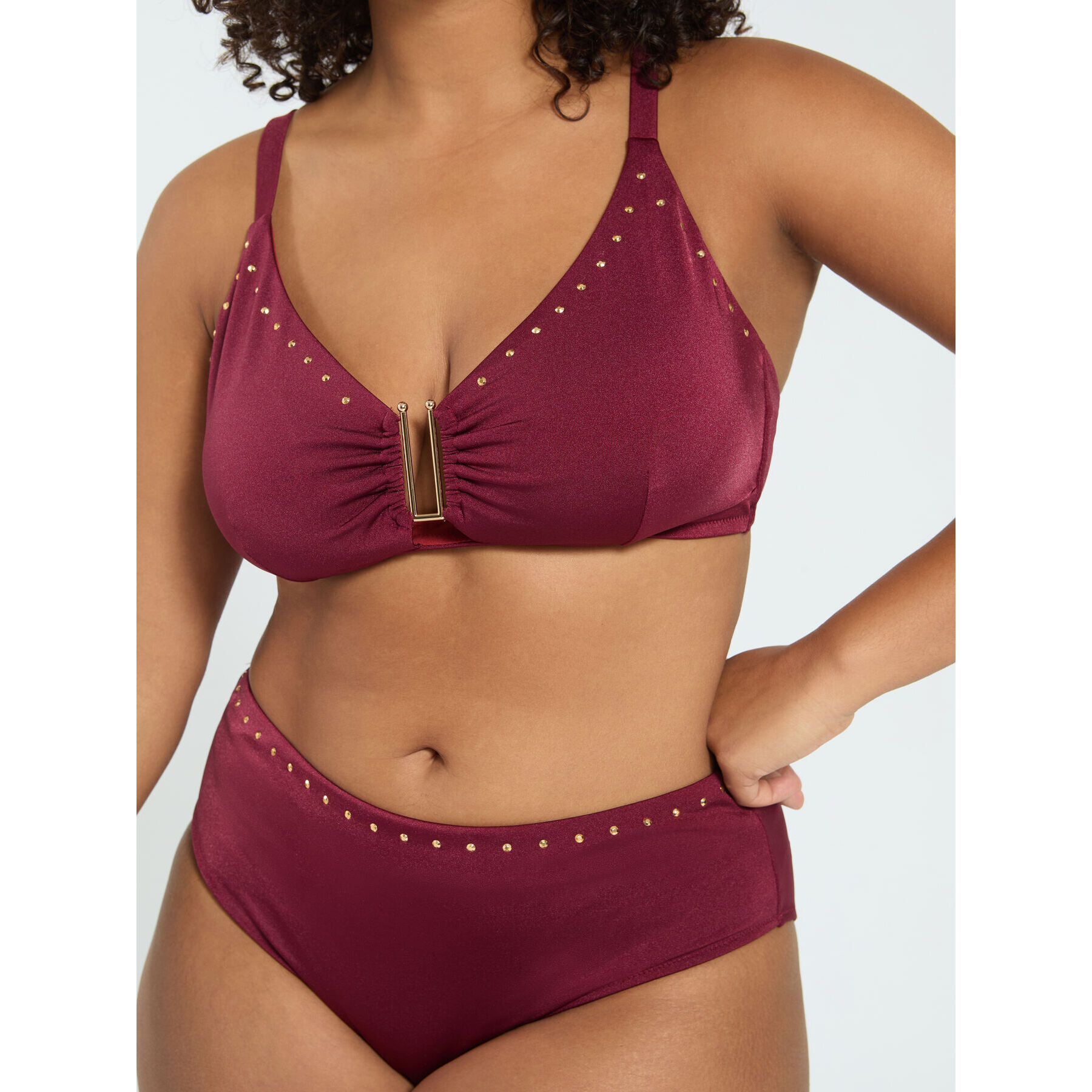 Fiorella Rubino - Bikini con tachuelas y motivo cut out - Rojo