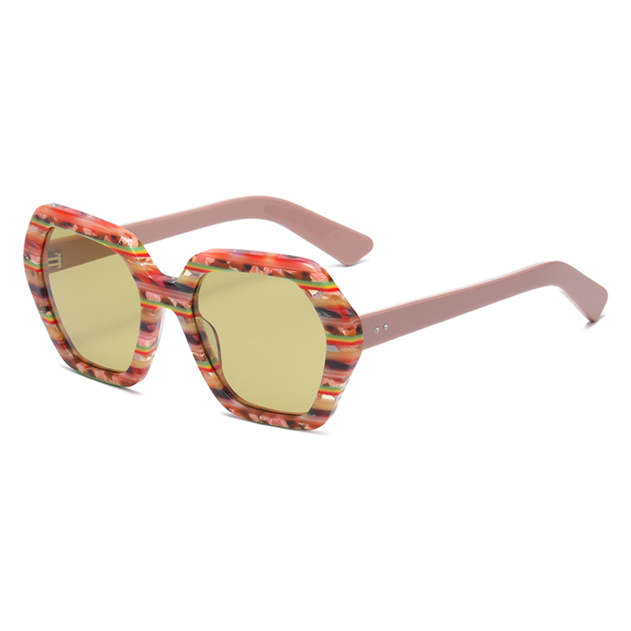 Gafas OCEAN modelo Santa Giulia en color Montura rosa floral con lentes amarillas