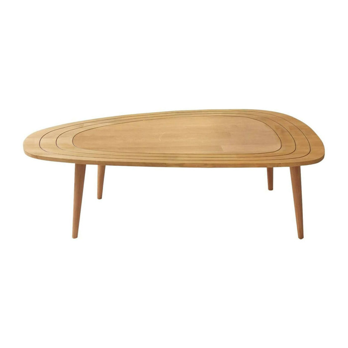 Tavolino da salotto Eugenia, Tavolo basso da caffè, Portariviste per divano, Ripiano da soggiorno, 115x50h38 cm, Rovere
