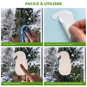 Stickers électrostatiques Noël - Autocollants adhésifs fenêtres noël - décoration fêtes