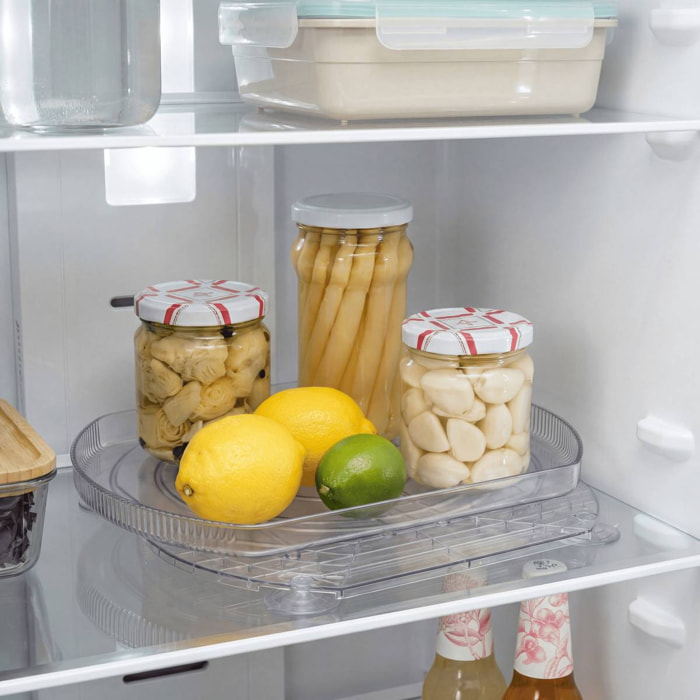 Organiseur pivotant Smart Fridge ovale 29x39cm transparent