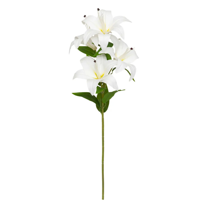 Tige de 4 lys artificielle "Jago" blanc H80cm