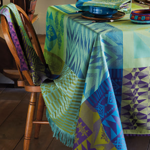Nappe anti tache pur coton motif jacquard Santa fe vert