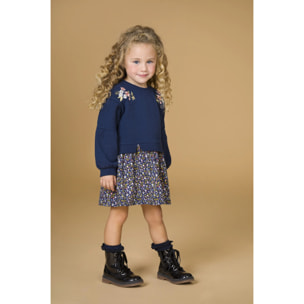 Abito Da Bambino Navy Con Stampa Floreale