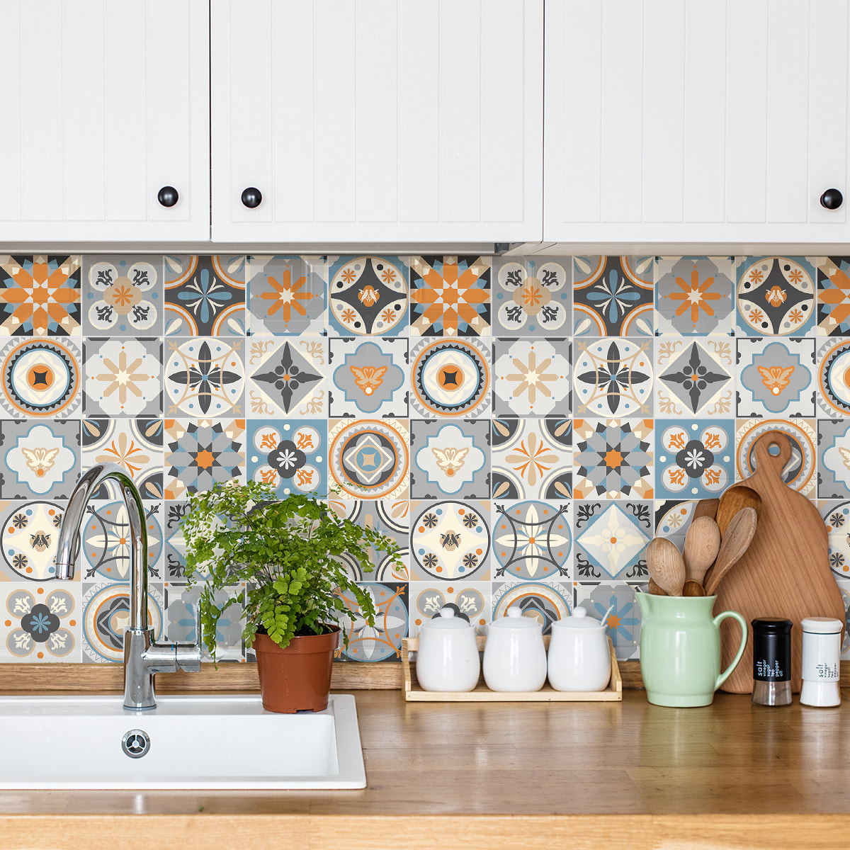 Stickers muraux - Sticker Mural Carrelage adhésif Cuisine Salle de Bain - 9 STICKERS CARRELAGES AZULEJOS LONARENO