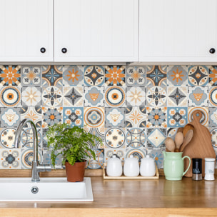 Stickers muraux - Sticker Mural Carrelage adhésif Cuisine Salle de Bain - 9 STICKERS CARRELAGES AZULEJOS LONARENO