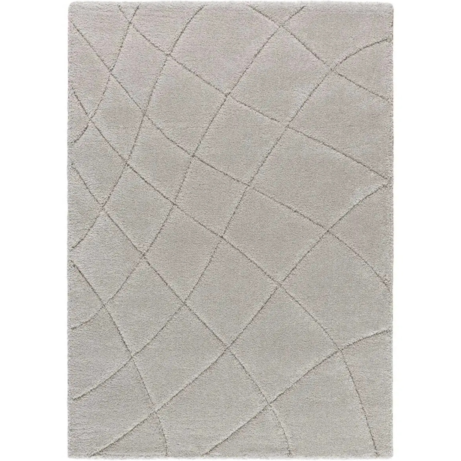 MOLIER Alfombra shaggy con formas abstractas en plata, varias medidas disponibles.